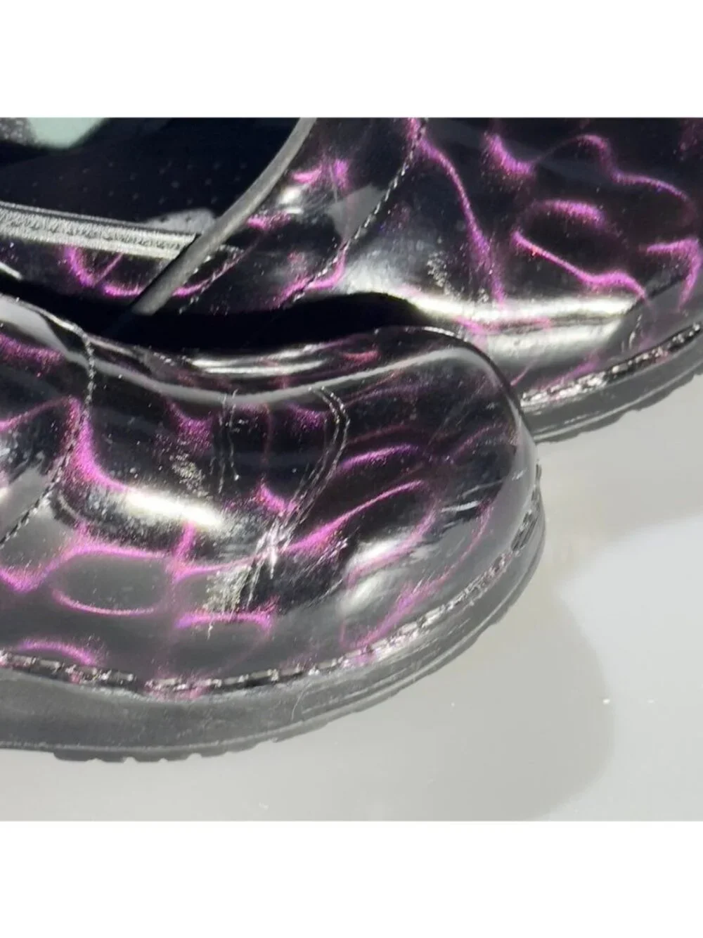 Sanita Professional Women's Purple Satin Patent Clogs Size 38